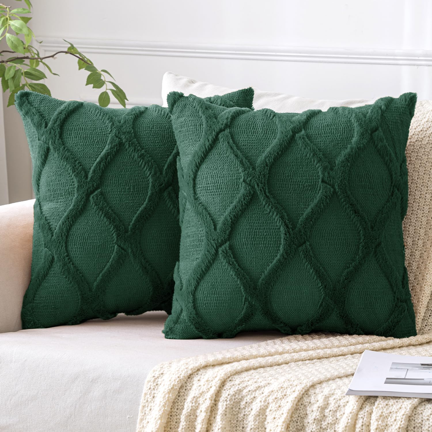 Plush Textured Pillow Covers (Set of 2)