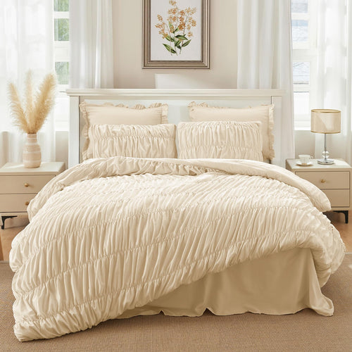 Boho Cloud Ruffle Comforter Set – 3 Piece Cozy Bedding