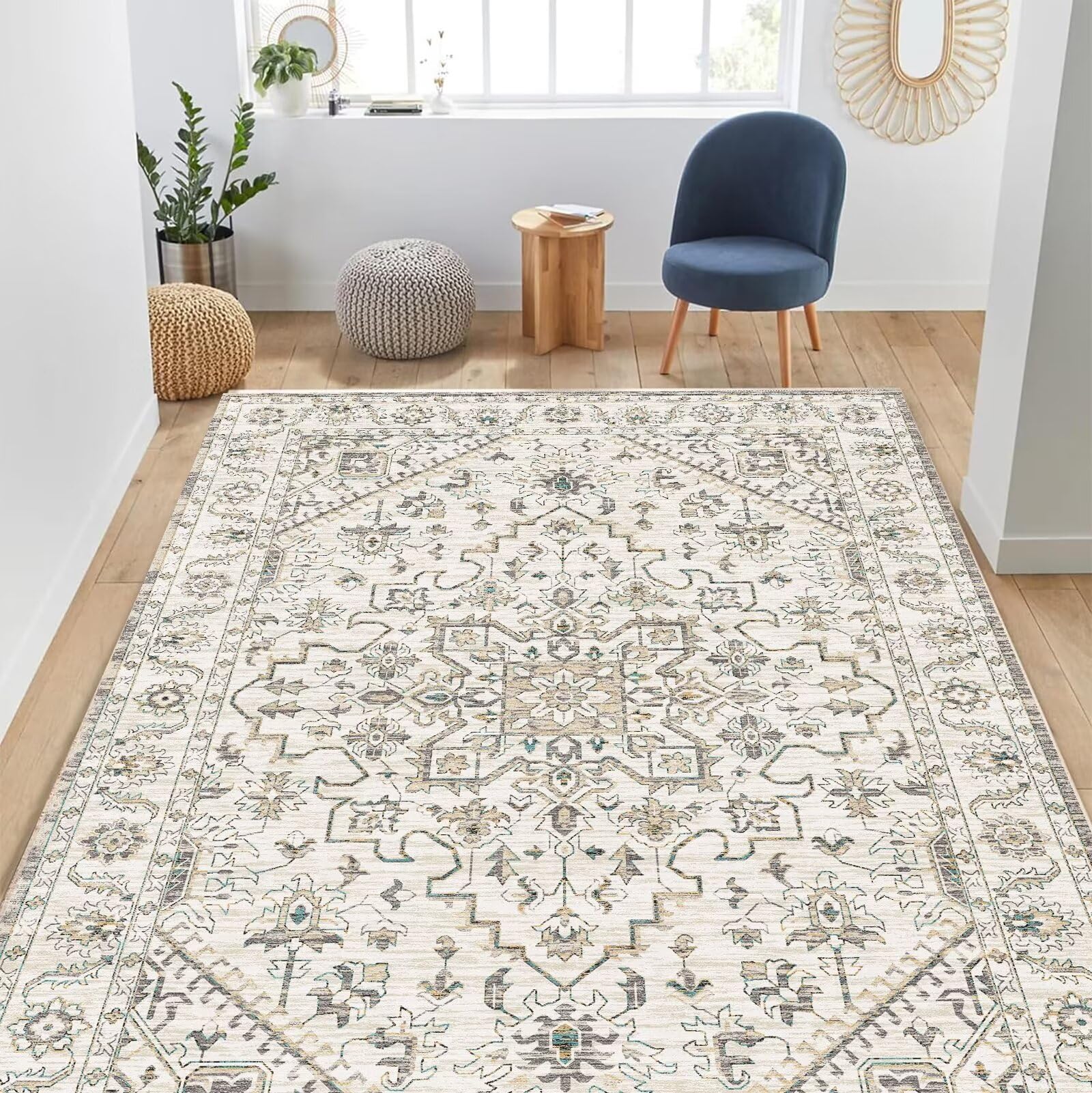 Avery Area Rug – Vintage Neutral Medallion (4x6)