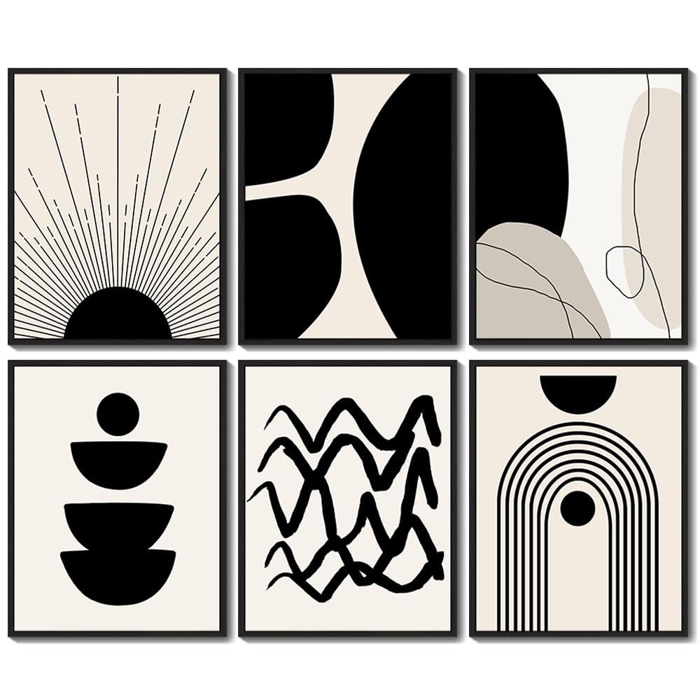 Modern Muse Wall Art Set – 6 Piece Black & Neutral Collection