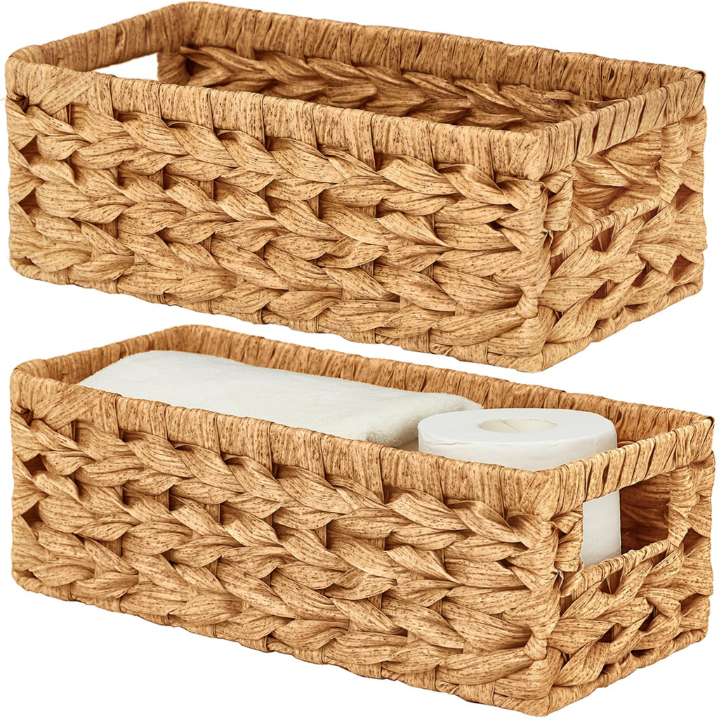 Woven Storage Baskets – 2 Piece Rattan Organizer Set